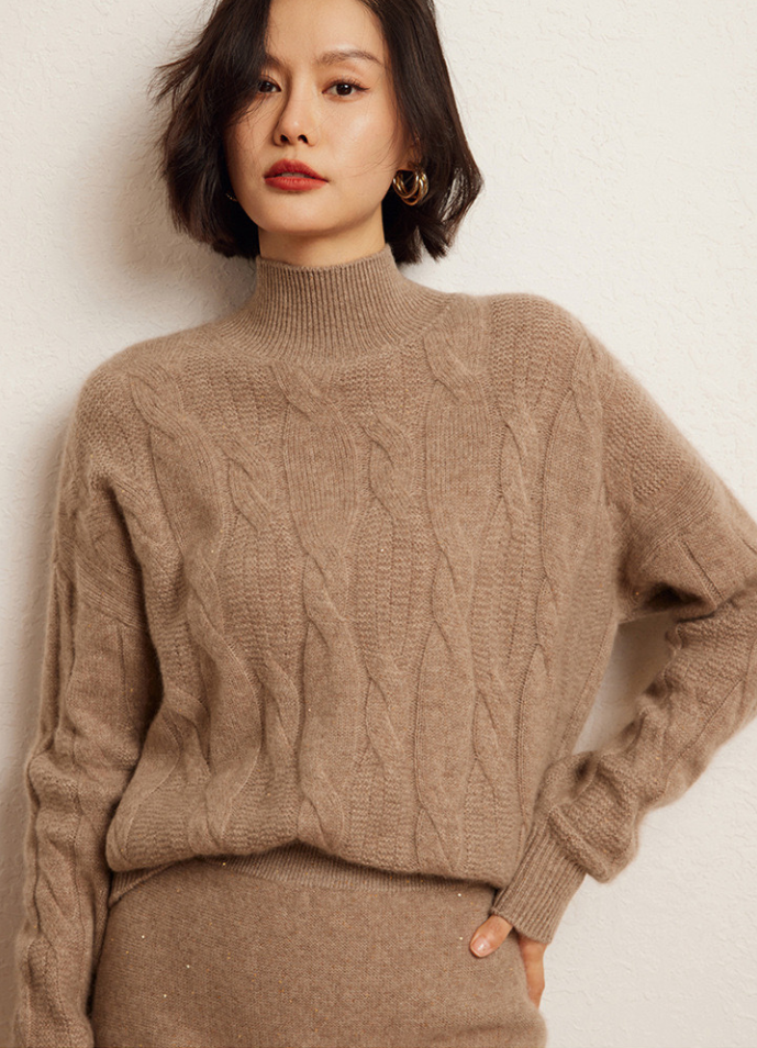 100% Pure Cashmere Mock Neck Knit Sweater | Timeless Style