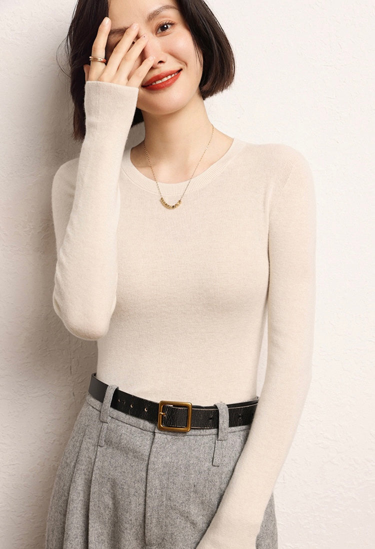 100% Pure Cashmere Knit Sweater | Fitted Stretch