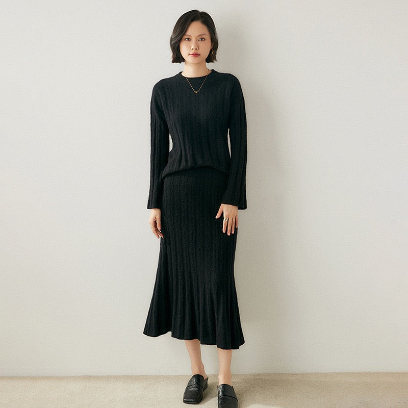 100% Pure Cashmere Knit Sweater and Skirt Set - Timessless Elegance | A Special Day