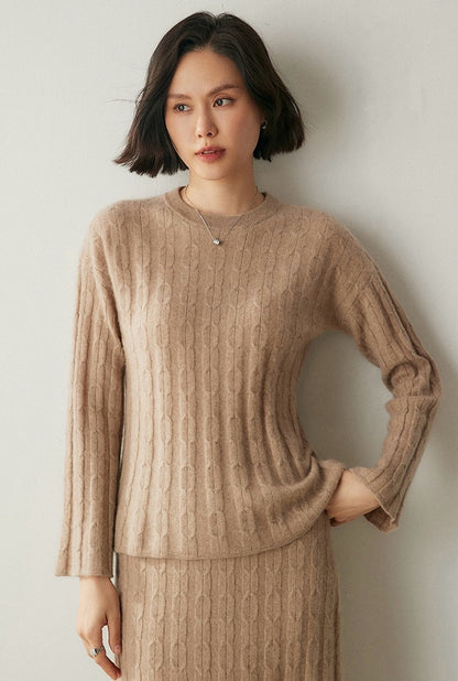 100% Pure Cashmere Knit Sweater and Skirt Set - Timessless Elegance | A Special Day