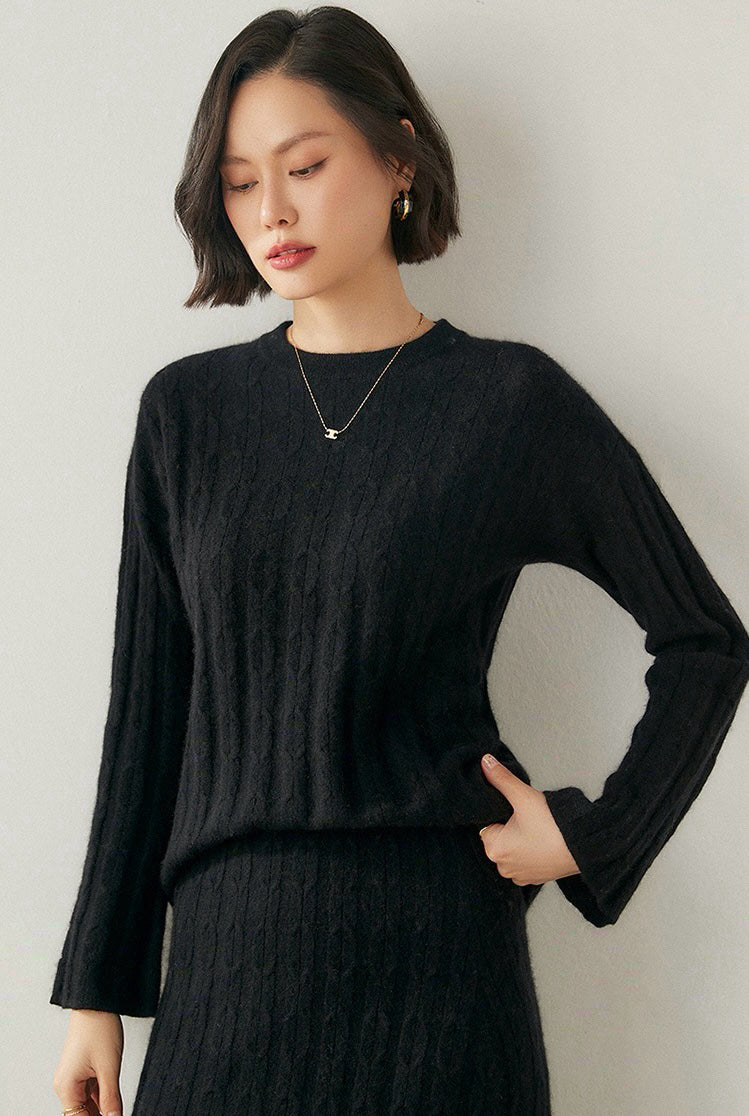 100% Pure Cashmere Knit Sweater and Skirt Set - Timessless Elegance | A Special Day